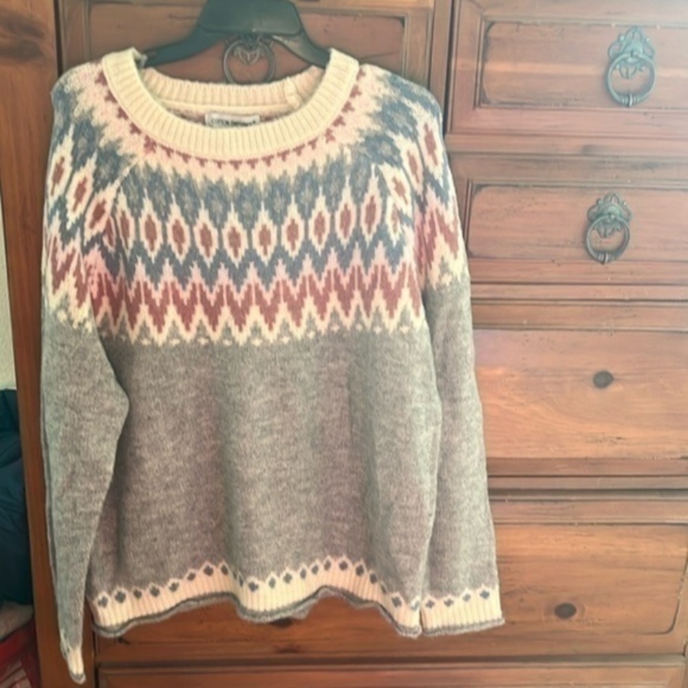 Gray And Blue Crewneck Sweater Size XL NWT COTTON EMPORIUM
